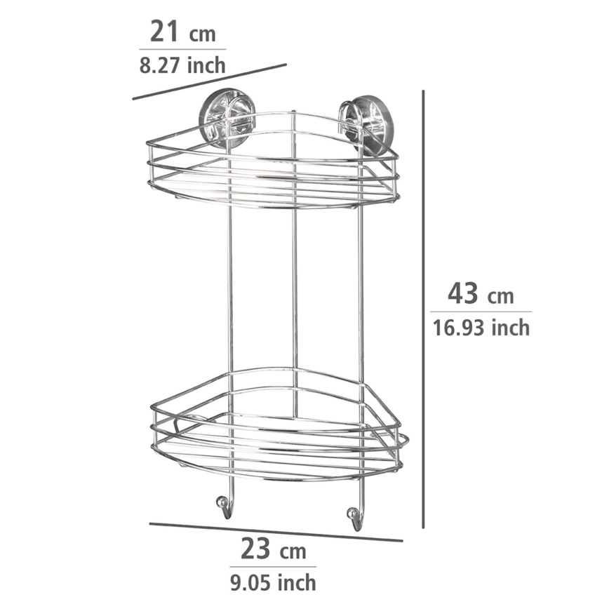 WENKO 20885100-Kutna polica VACUUM-LOC RUND STAH 24,5x41 cm sjajni krom