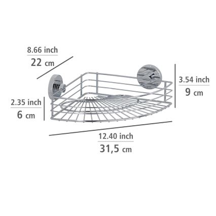 WENKO 20887100-Polica VACUUM-LOC okrugla čelična 31x22,5 cm sjajni krom