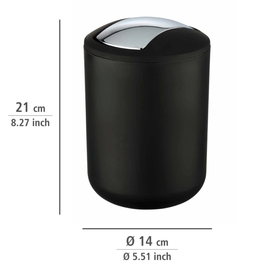 WENKO 21211100 - Kanta za smeće BRASIL 14x21 cm crna/sjajni krom