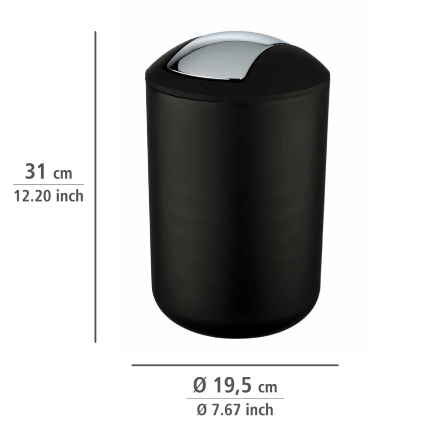 WENKO 21212100 - Koš BRASIL 19,5x31 cm crna/sjajni krom