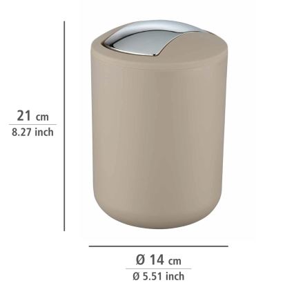 WENKO 21221100 - Koš za smeće BRASIL 14x21 cm bež/sjajni krom