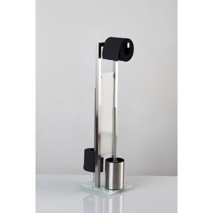 WENKO 21564100 - WC četka RIVALTA 18x70 cm nehrđajući čelik/srebrna/bijela/crna