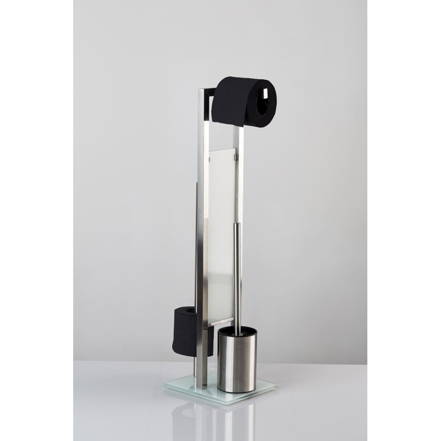 WENKO 21564100 - WC četka RIVALTA 18x70 cm nehrđajući čelik/srebrna/bijela/crna