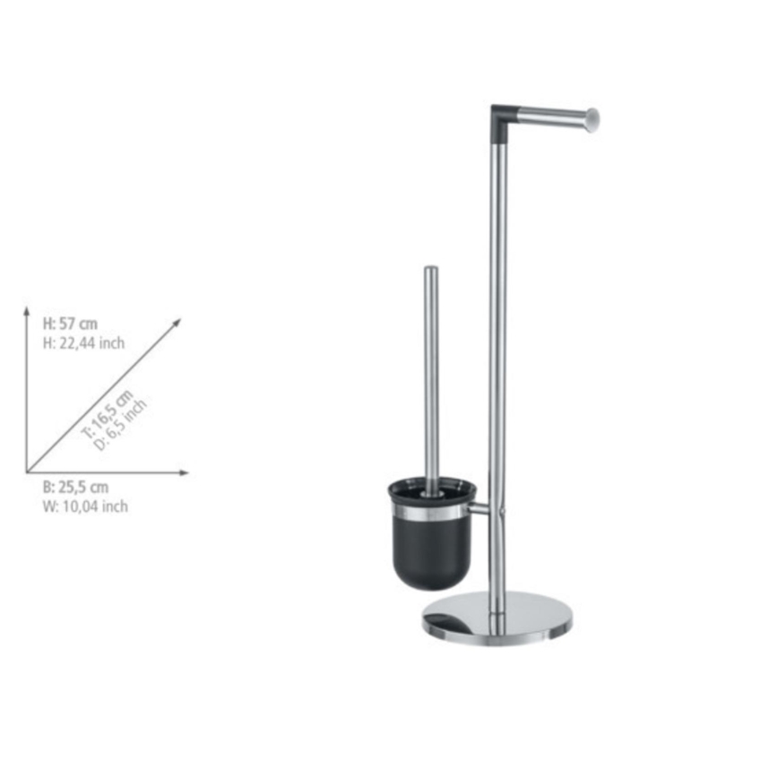 WENKO 21836800 - WC četka PARUS 25,5x57 cm nehrđajući čelik/srebrna/crna