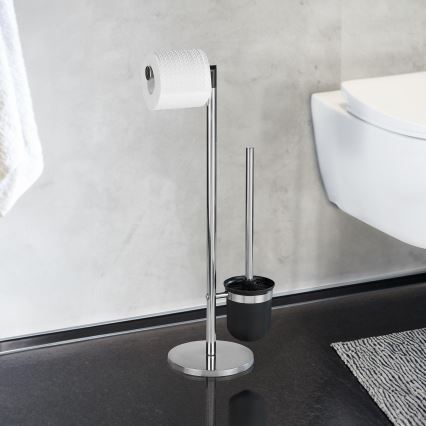WENKO 21836800 - WC četka PARUS 25,5x57 cm nehrđajući čelik/srebrna/crna