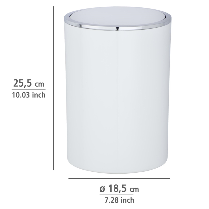 WENKO 22554100 - Koš INCA 18,5x25,5 cm bijela/sjajni krom