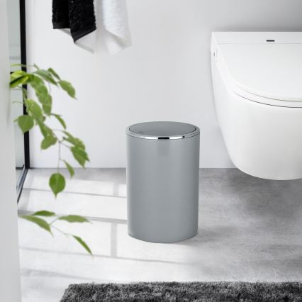 WENKO 22562100 - Koš INCA 18,5x25,5 cm siva/sjajni krom