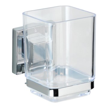 WENKO 22680100 -Čašica VACUUM-LOC QUADRO ED 7,5x10 cm srebrna/sjajni krom/prozirna