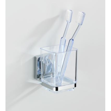 WENKO 22680100 -Čašica VACUUM-LOC QUADRO ED 7,5x10 cm srebrna/sjajni krom/prozirna