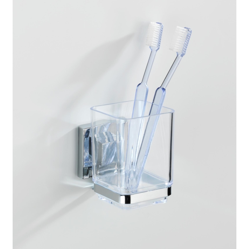 WENKO 22680100 -Čašica VACUUM-LOC QUADRO ED 7,5x10 cm srebrna/sjajni krom/prozirna