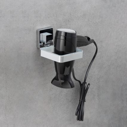 WENKO 22682100 - Držač sušila za kosu VACUUM-LOC QUADRO ED 13,5x14 cm srebrna/krom