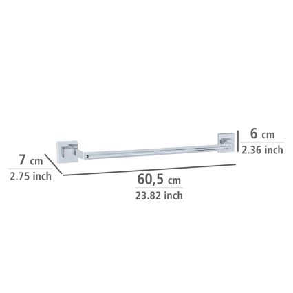 WENKO 22684100-Držač ručnika VACUUM-LOC QUADRO ED 60,5x6 cm srebrna/polirani krom
