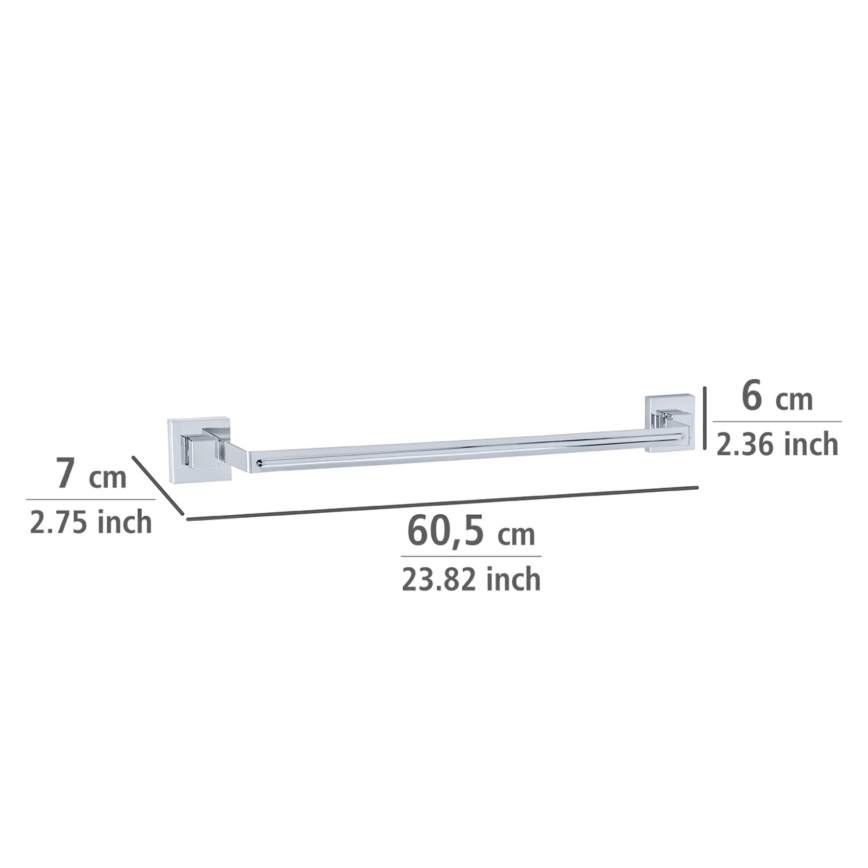 WENKO 22684100-Držač ručnika VACUUM-LOC QUADRO ED 60,5x6 cm srebrna/polirani krom