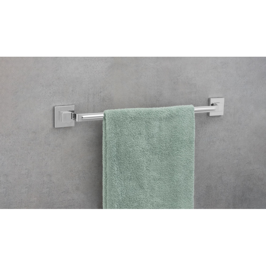 WENKO 22684100-Držač ručnika VACUUM-LOC QUADRO ED 60,5x6 cm srebrna/polirani krom