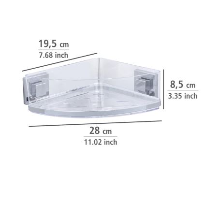 WENKO 22686100-Kutna polica VACUUM-LOC QUADRO ED 28x19,5 cm srebrna/prozirna