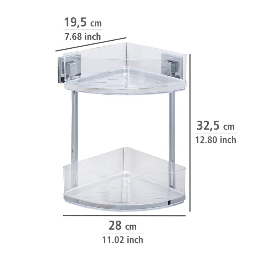 WENKO 22690100 - Ugaona polica VACUUM-LOC QUADRO ED 28x32,5 cm, srebrna/krom visokog sjaja