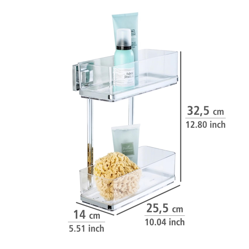 WENKO 22691100-Polica VACUUM-LOC QUADRO ED 25,5x32,5 cm srebrna/sjajni krom/prozirna