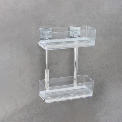 WENKO 22691100-Polica VACUUM-LOC QUADRO ED 25,5x32,5 cm srebrna/sjajni krom/prozirna