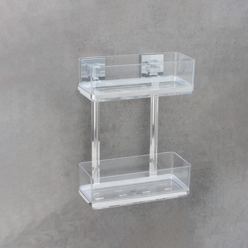 WENKO 22691100-Polica VACUUM-LOC QUADRO ED 25,5x32,5 cm srebrna/sjajni krom/prozirna