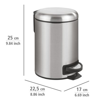 WENKO 22702100 - Koš za otpad LEMAN 17x25 cm nehrđajući čelik/satenski/crna