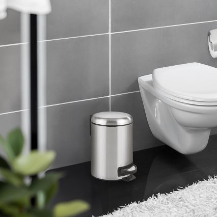 WENKO 22702100 - Koš za otpad LEMAN 17x25 cm nehrđajući čelik/satenski/crna