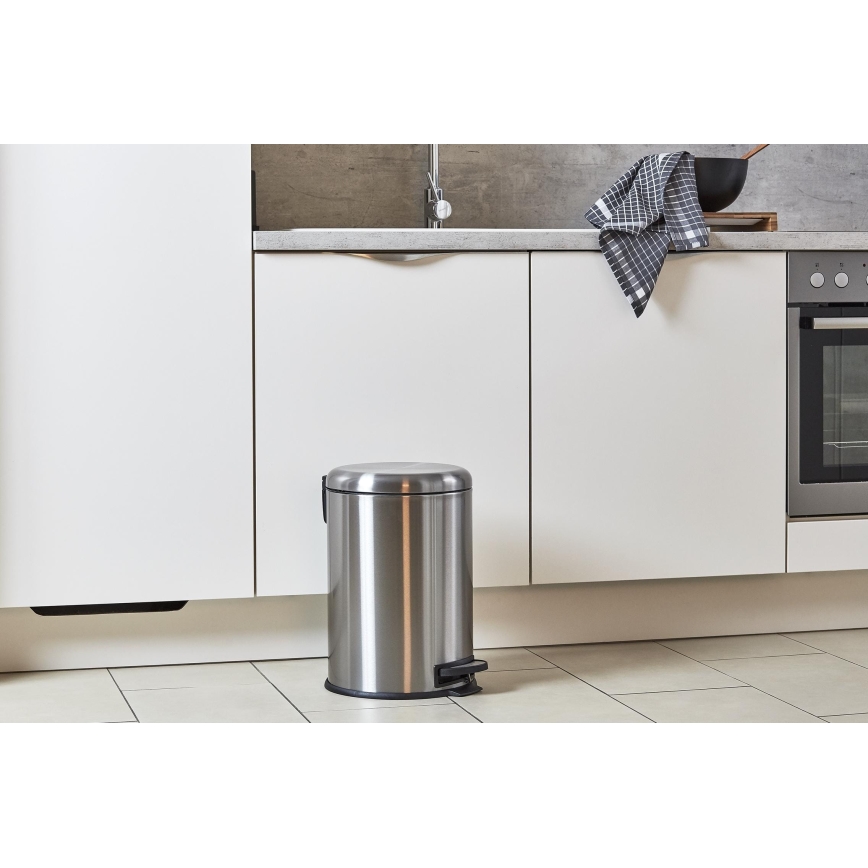 WENKO 22704100 - Koš LEMAN 30,5x44 cm nehrđajući čelik/satinirano/crna