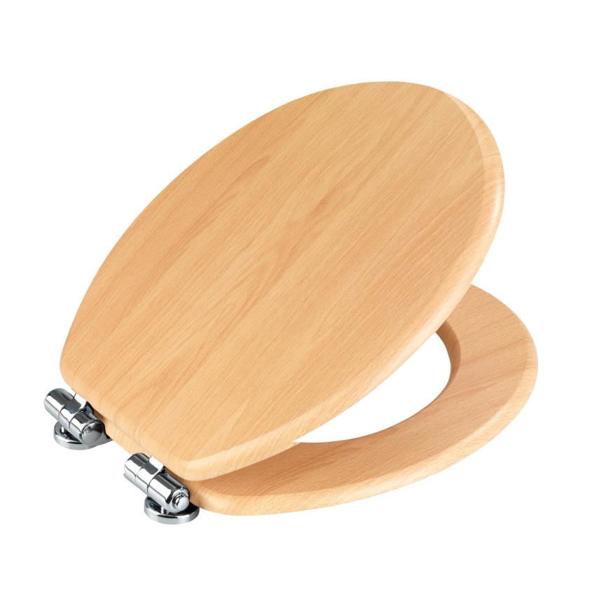 WENKO 22979100-WC sjedalo NATURAL BEECH 35,5x42,5 cm smeđa/srebrna