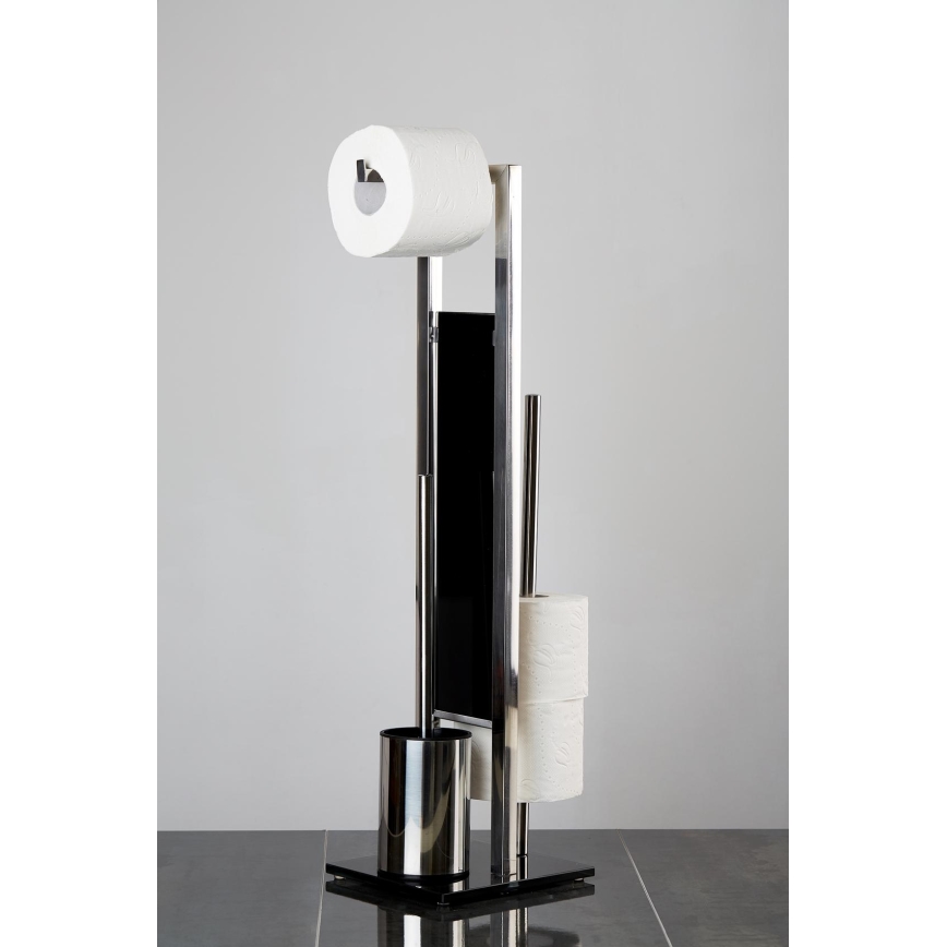 WENKO 22983100 - Četka za WC RIVALTA 18x70 cm nehrđajući čelik/srebrna/crna