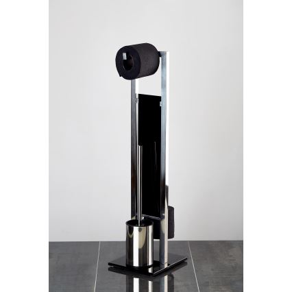 WENKO 22983100 - Četka za WC RIVALTA 18x70 cm nehrđajući čelik/srebrna/crna