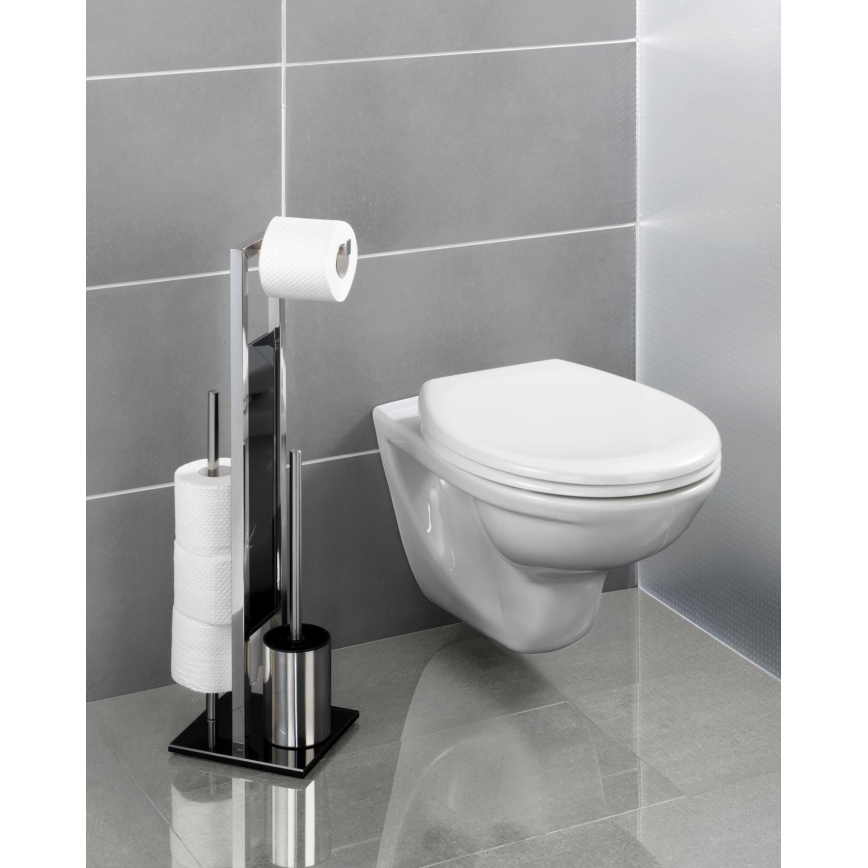 WENKO 22983100 - Četka za WC RIVALTA 18x70 cm nehrđajući čelik/srebrna/crna