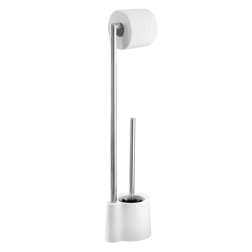WENKO 22989100 - WC četka AVOLA 13x70 cm nehrđajući čelik/bijela/srebrna