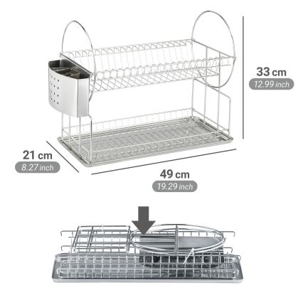 WENKO 2329100 - Ocjeđivač posuđa DUO 21x33 cm inox/srebrni