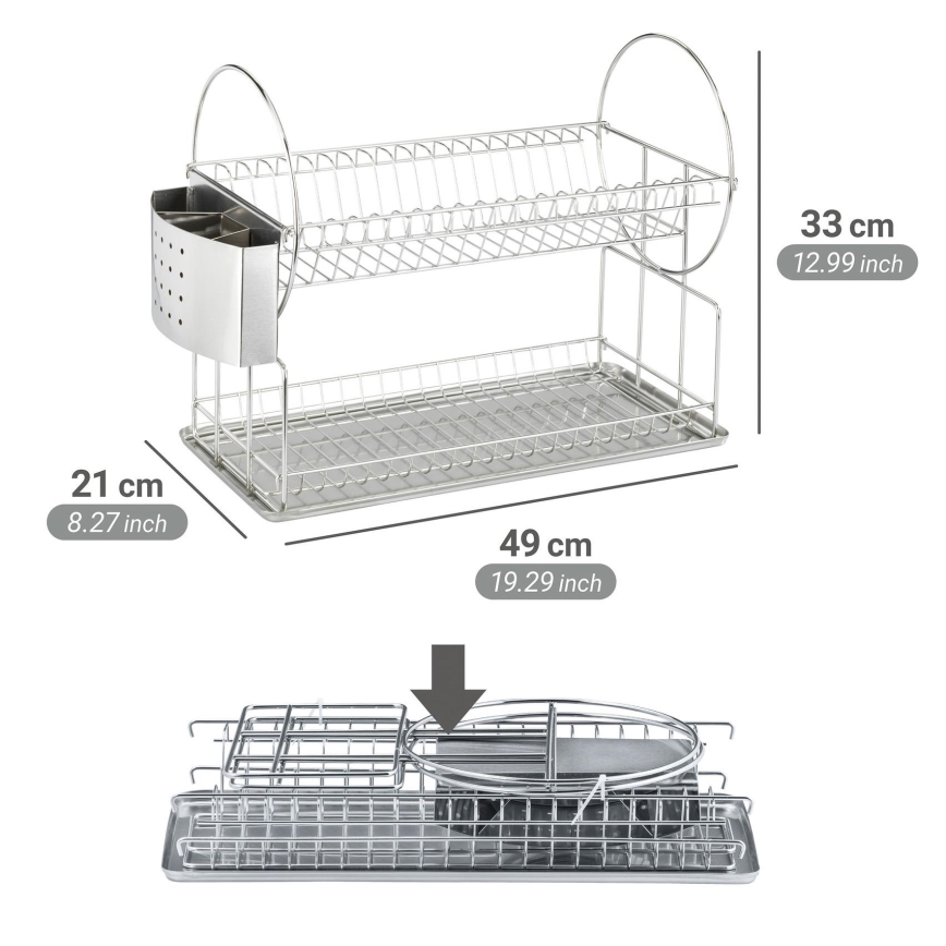 WENKO 2329100 - Ocjeđivač posuđa DUO 21x33 cm inox/srebrni