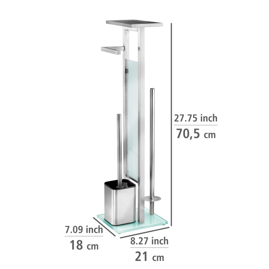 WENKO 23364100 - Četka za WC DEBAR 21x70,5 cm nehrđajući čelik/satinirano/bijela