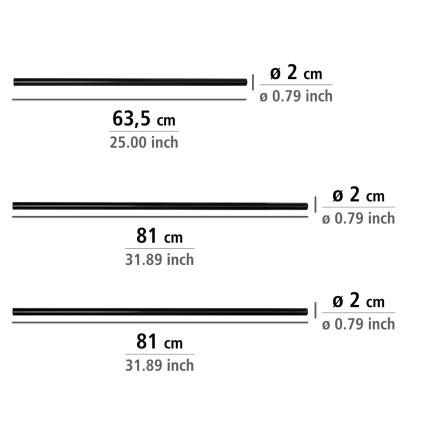 WENKO 23565100 - Crna šipka 2x2 cm