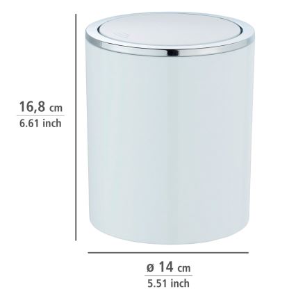 WENKO 23930100 - Koš INCA 14x16,8 cm bijela/sjajni krom