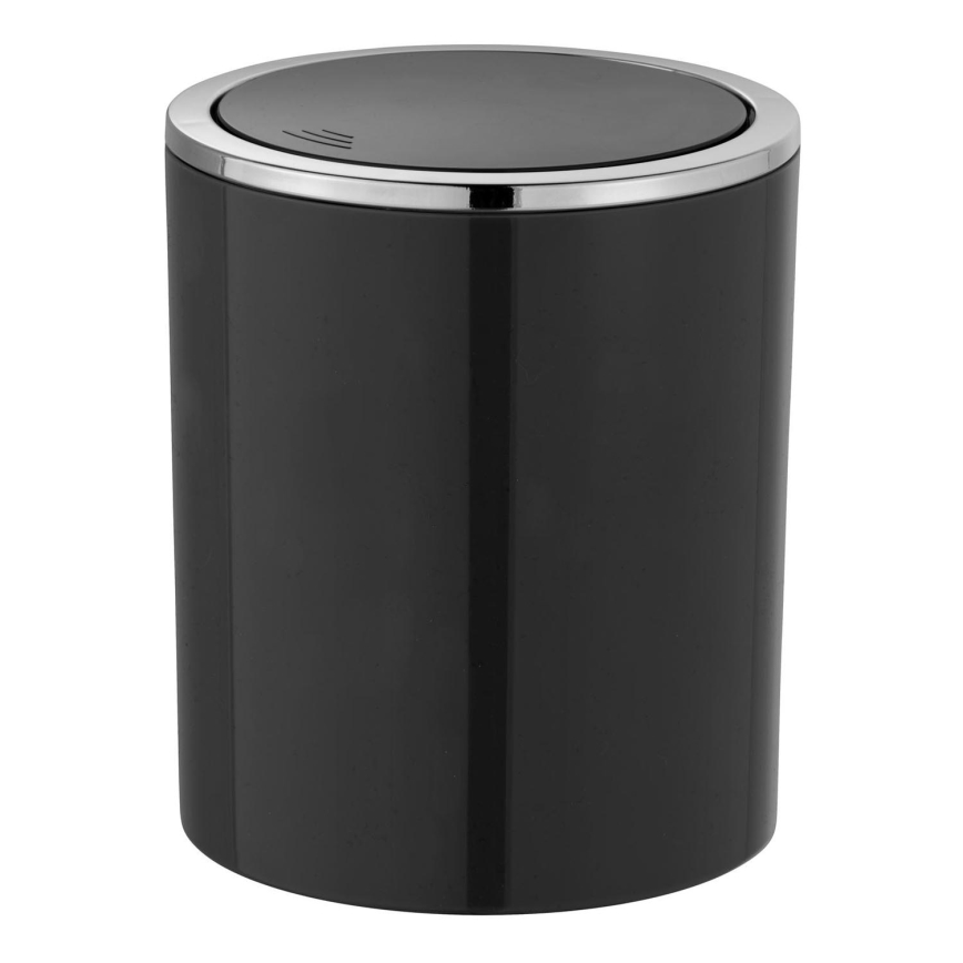 WENKO 23934100 - Koš INCA 14x16,8 cm crni/sjajni krom