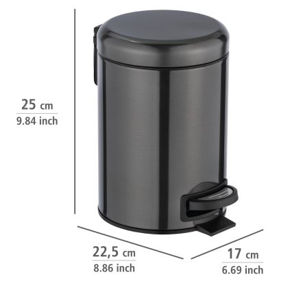 WENKO 24035100 - Koš LEMAN 17x25 cm inox/crna