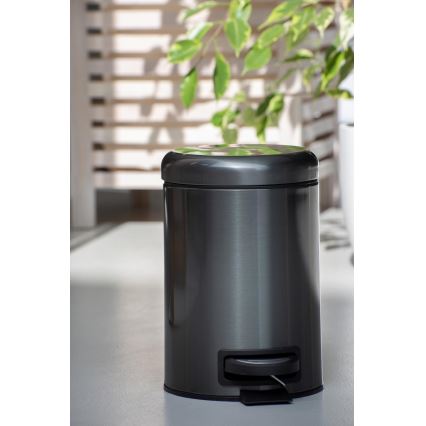 WENKO 24035100 - Koš LEMAN 17x25 cm inox/crna