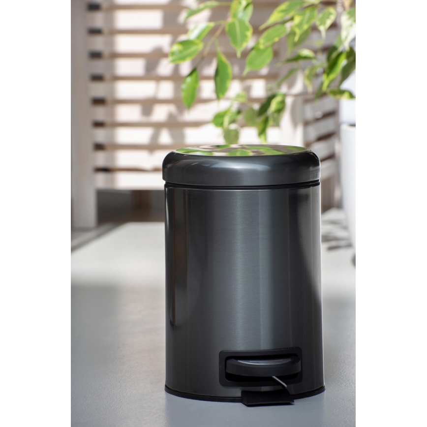 WENKO 24035100 - Koš LEMAN 17x25 cm inox/crna