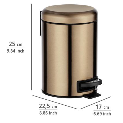 WENKO 24036100 - Koš LEMAN 17x25 cm inox/bakrena/crna