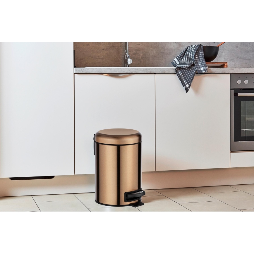 WENKO 24036100 - Koš LEMAN 17x25 cm inox/bakrena/crna