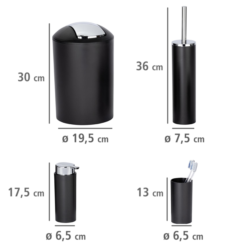 WENKO 24078800 - Set CALVO 6,5x13 cm crna/sjajni krom