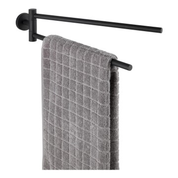 WENKO 24238100-Držač ručnika BOSIO BLACK 5,5x43 cm nehrđajući čelik/srebrna