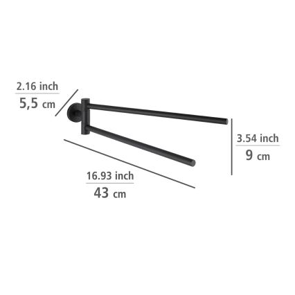 WENKO 24238100-Držač ručnika BOSIO BLACK 5,5x43 cm nehrđajući čelik/srebrna