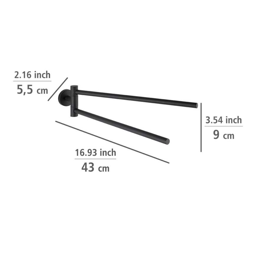 WENKO 24238100-Držač ručnika BOSIO BLACK 5,5x43 cm nehrđajući čelik/srebrna