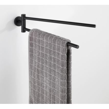 WENKO 24238100-Držač ručnika BOSIO BLACK 5,5x43 cm nehrđajući čelik/srebrna