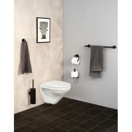 WENKO 24240100-Držač toaletnog papira BOSIO BLACK 15x10,5 cm nehrđajući čelik/srebrna