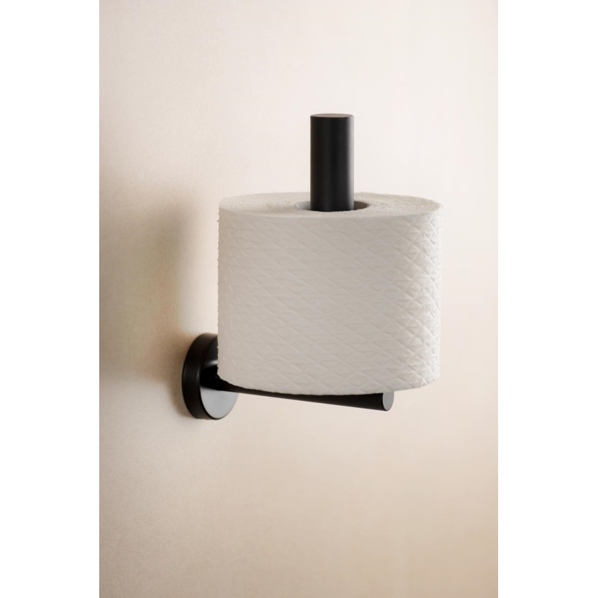 WENKO 24262100-Držač toaletnog papira BOSIO BLACK 8x18 cm nehrđajući čelik/srebrna