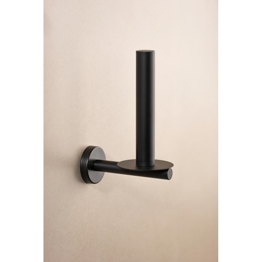WENKO 24262100-Držač toaletnog papira BOSIO BLACK 8x18 cm nehrđajući čelik/srebrna